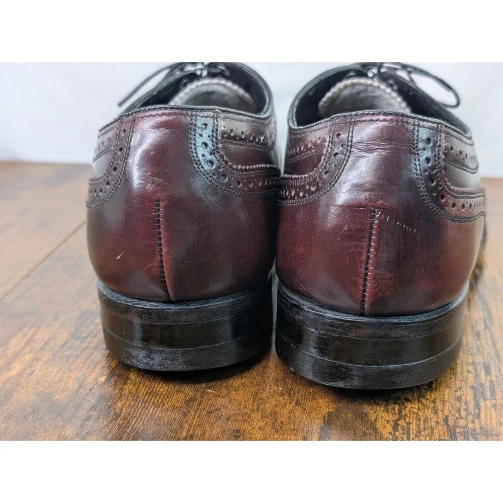 Florsheim Wingtip Vintage 90s Mens Dress Burgundy Shoes Leather Burgundy Sz 11C